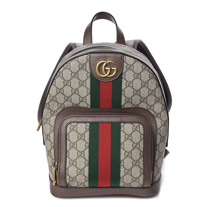 Gucci GG Supreme Monogram Calfskin Web Small Ophidia Day Backpack Beige Ebony New Acero 1 of 10