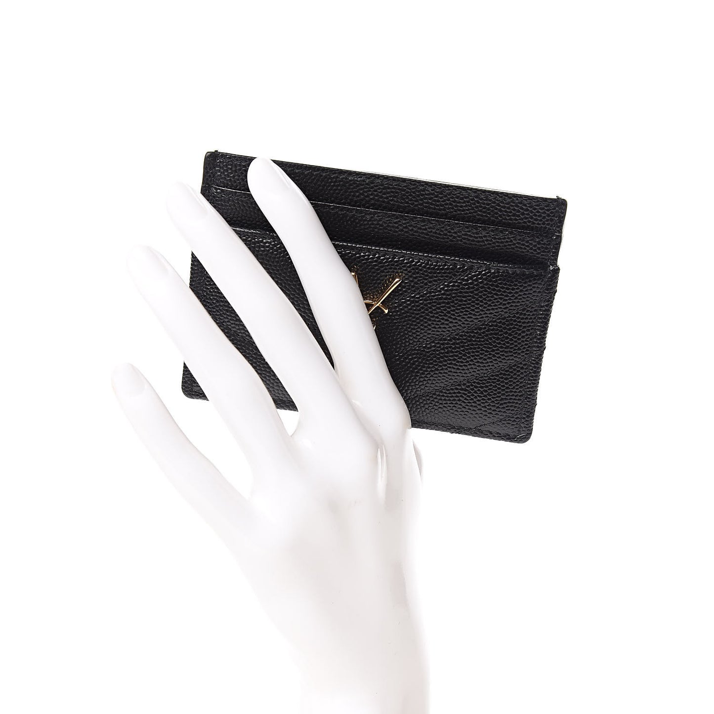 Grain De Poudre Matelasse Chevron Monogram Credit Card Case Black