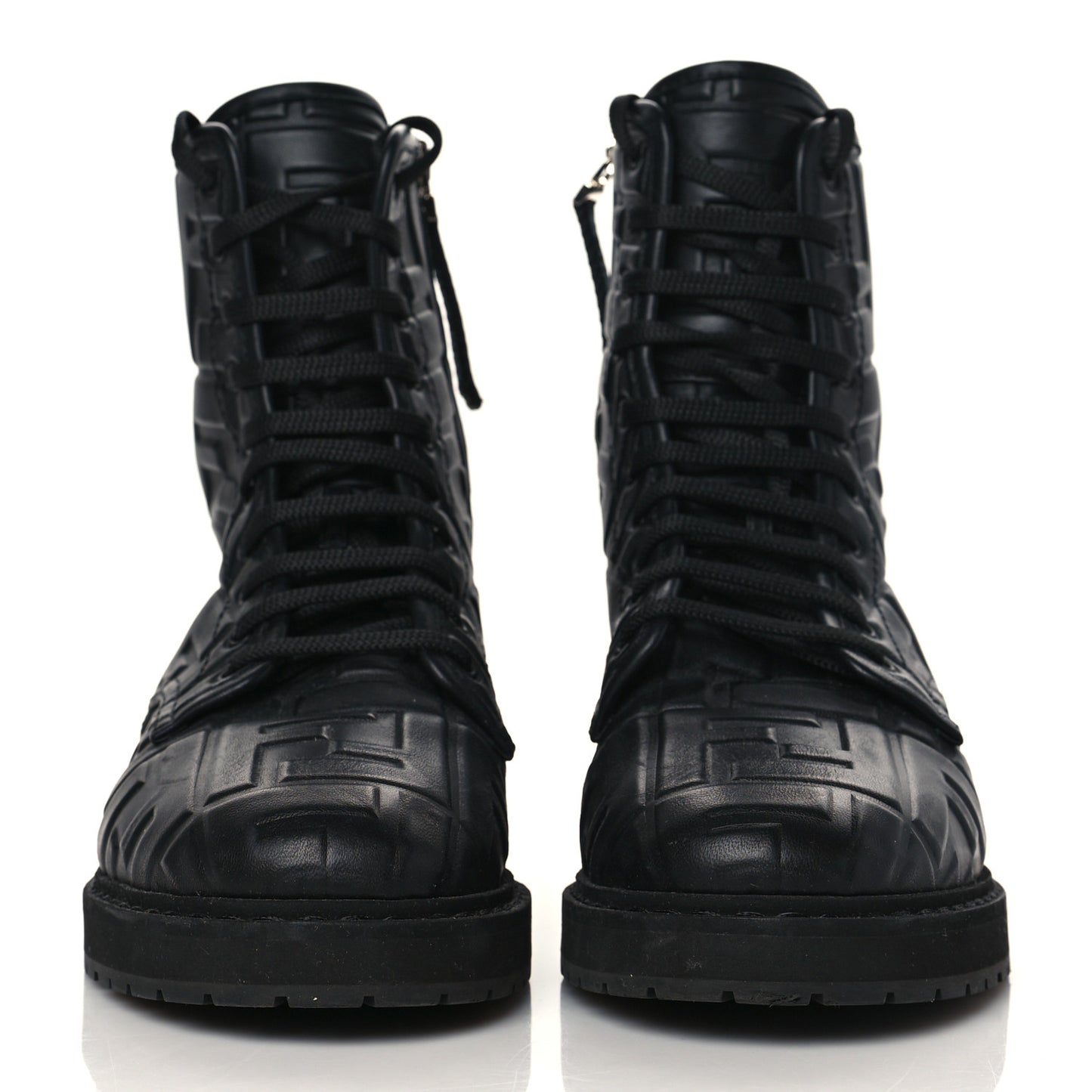 Nappa FF Embossed Womens Biker Boots 38 Black