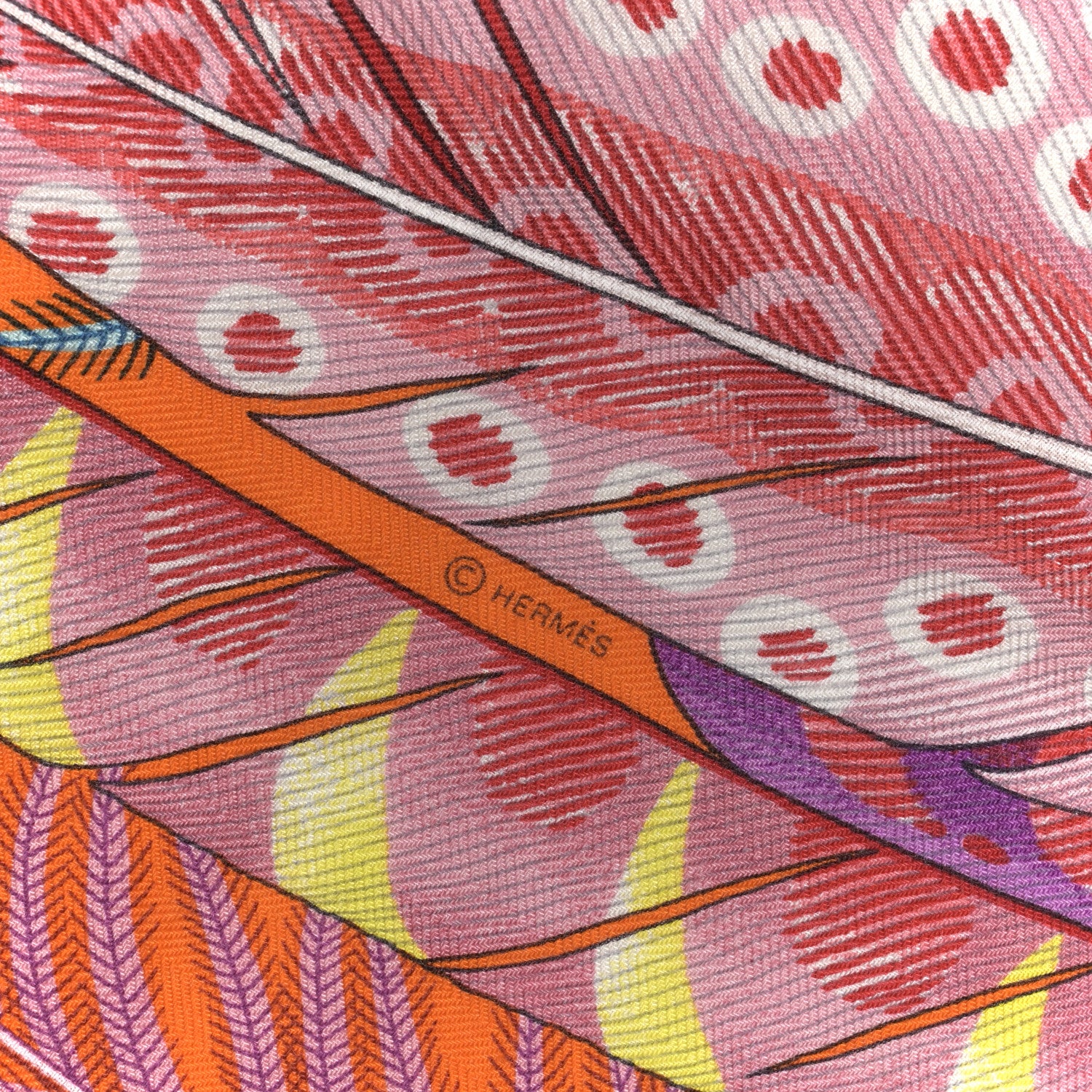 Hermes Cashmere Silk Plumes En Fete Shawl 140 Orange Mauve Multicolor 5 of 7