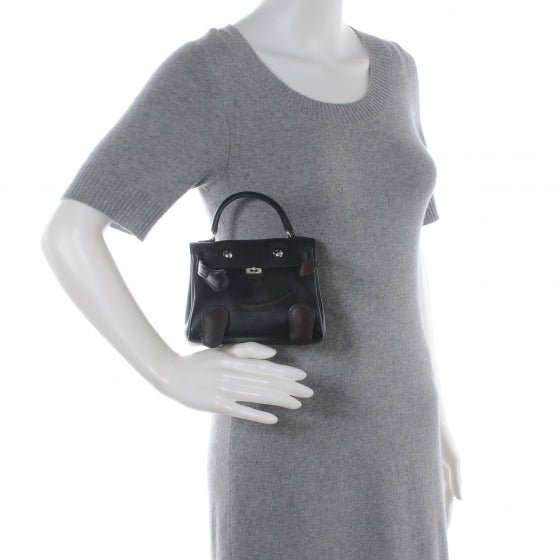 Hermes Swift Quelle Idole Kelly Doll Handbag Noir and Havane RARE 2 of 9
