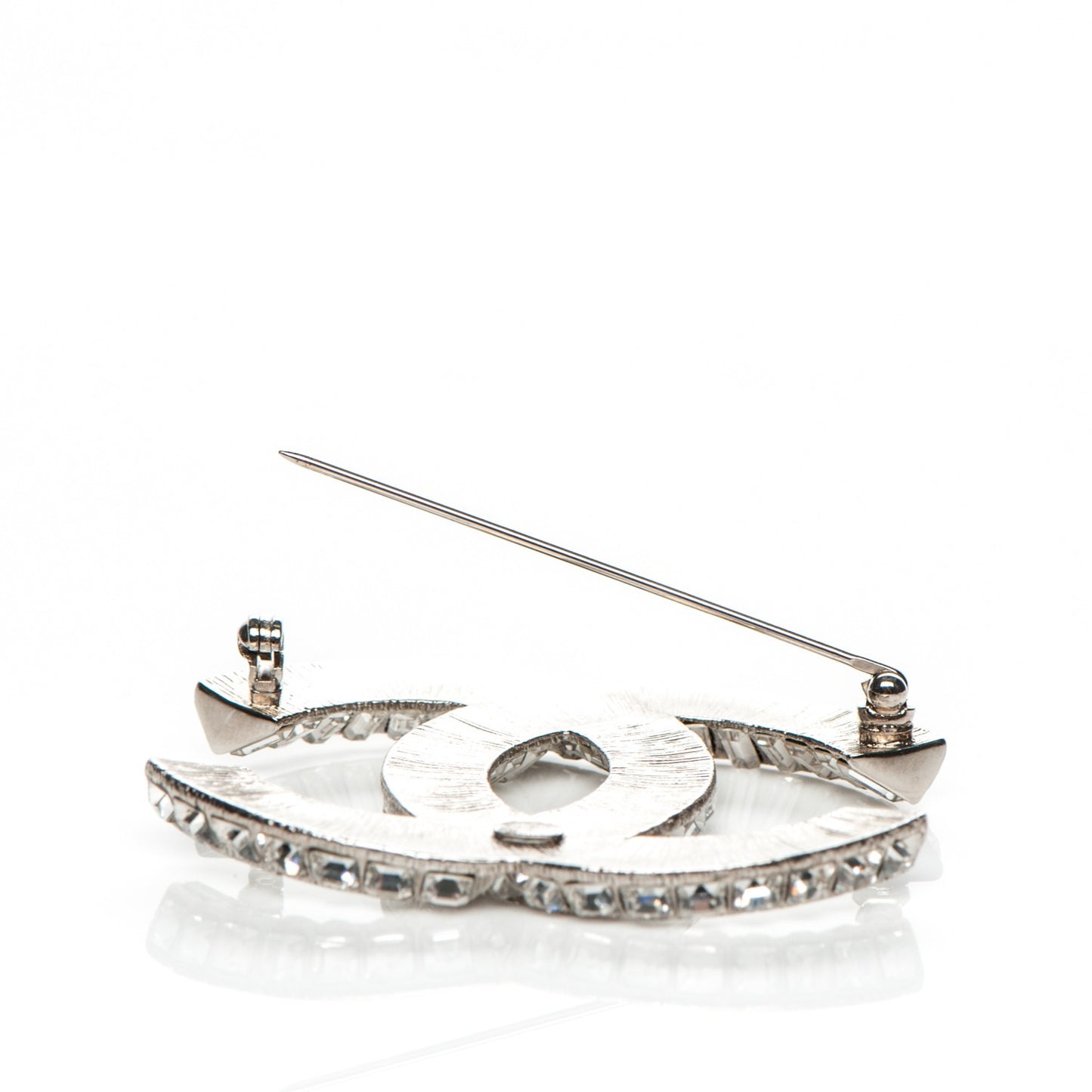 Baguette Crystal CC Brooch Silver
