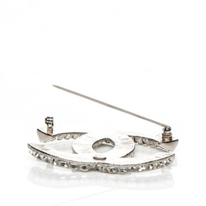 Chanel Baguette Crystal CC Brooch Silver 4 of 5
