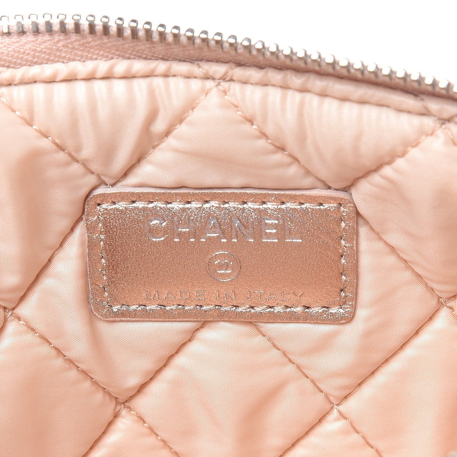 Chanel Metallic Lambskin Quilted Small Cosmetic Pouch Light Pink 6 of 9