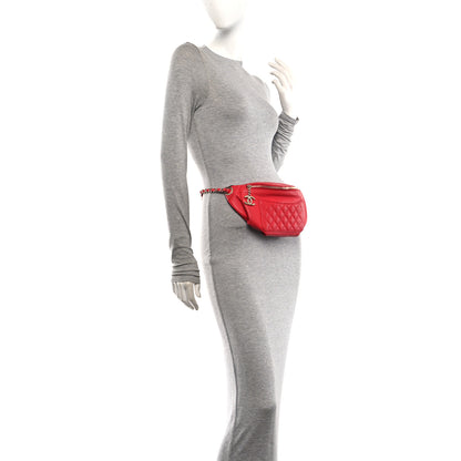 Chanel Lambskin Bi Quilted Waist Bag Fanny Pack Red 2 of 10