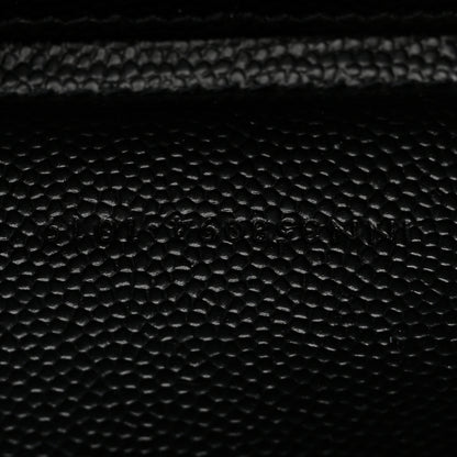 Saint Laurent Grain De Poudre Matelasse Chevron Monogram Monochrome Zip Around Wallet Black 6 of 8