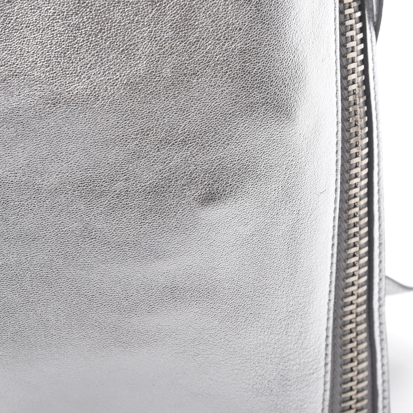 Metallic Calfskin Alix Padlock Zip Shoulder Bag Silver