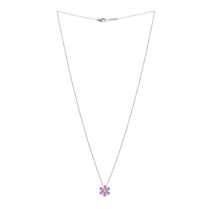 Harry Winston Platinum Diamond Pink Sapphire Forget Me Not Pendant Necklace 2 of 5