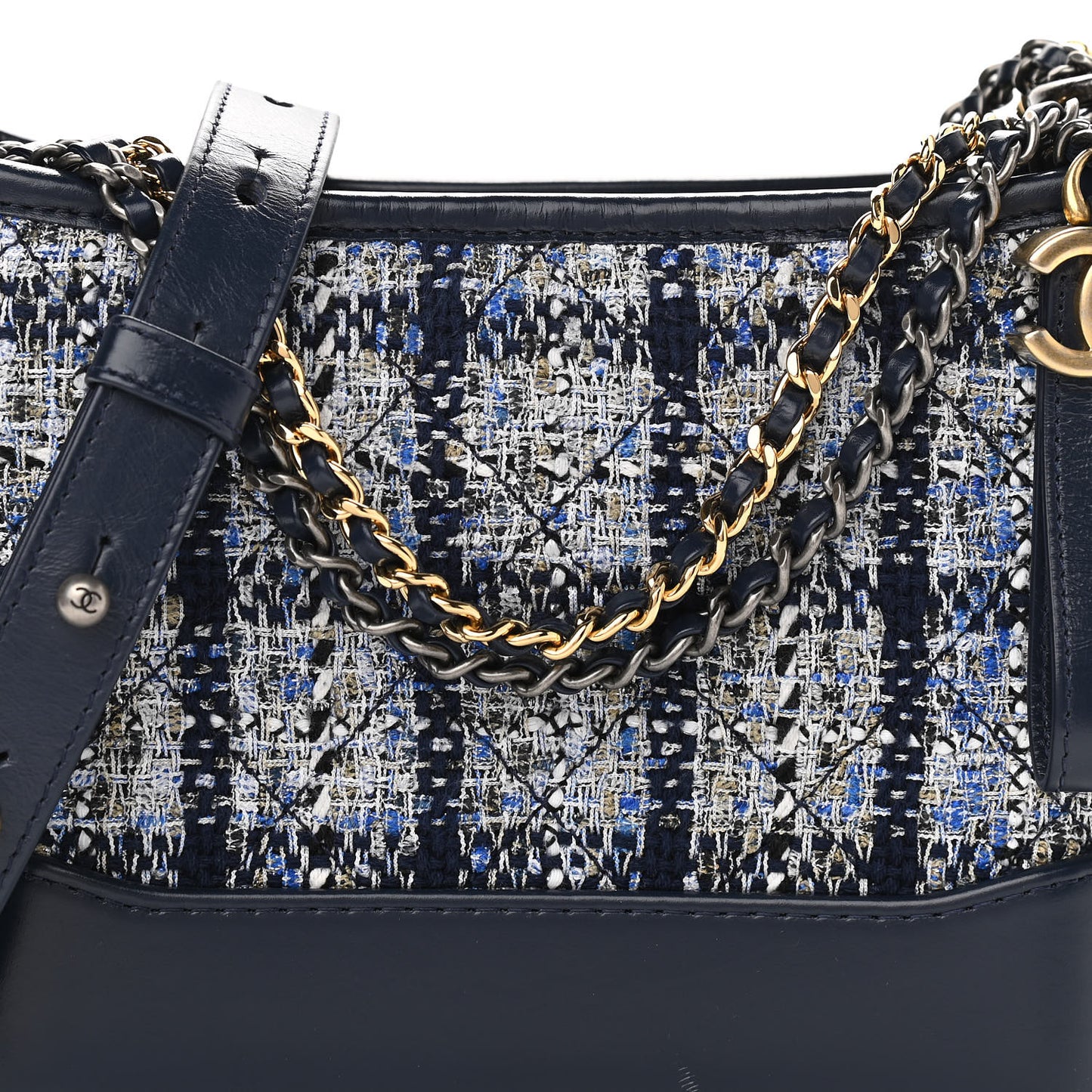 Tweed Calfskin Small Gabrielle Hobo Blue