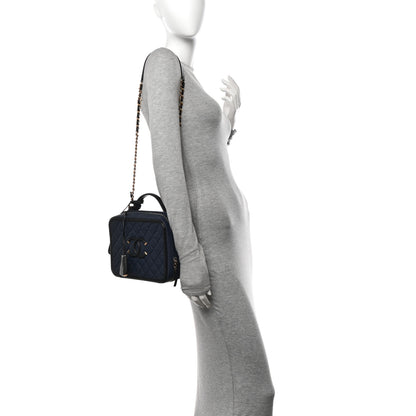 Chanel Caviar Quilted Large CC Filigree Vanity Case Navy Black 2 of 11