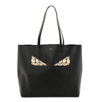 Fendi Vitello Ginevra Elaphe Monster Eyes Shopping Tote Black Naturale 1 of 14