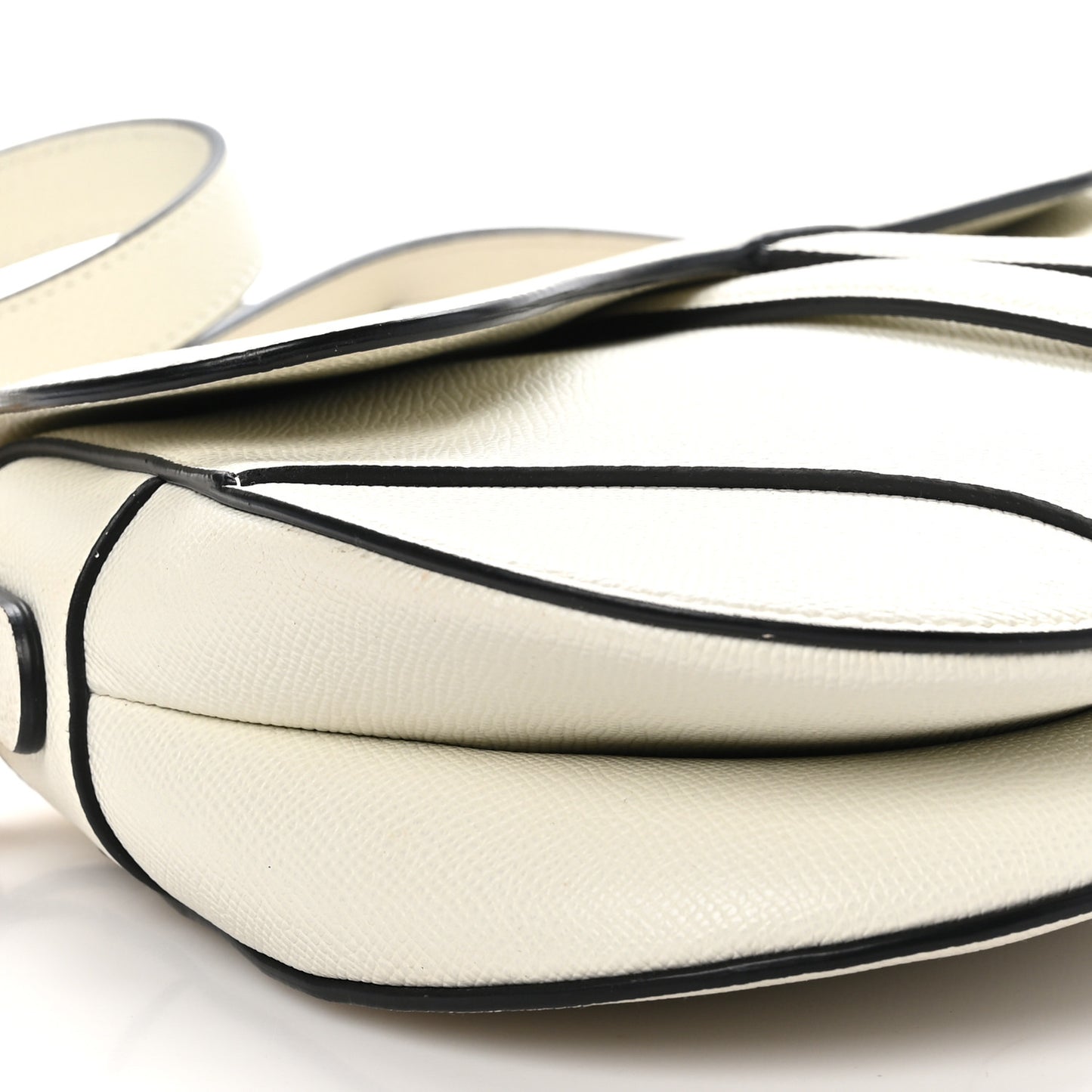 Grained Calfskin Saddle Bag With Strap Latte