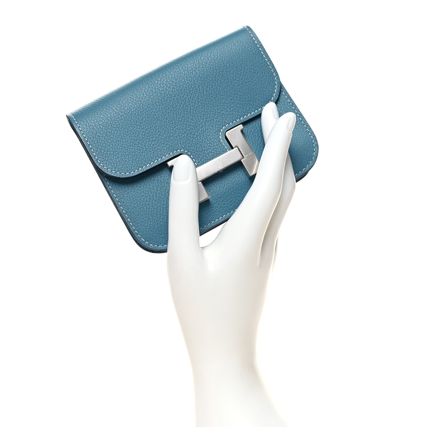 Hermes Evercolor Constance Slim Wallet Blue Jean 2 of 11