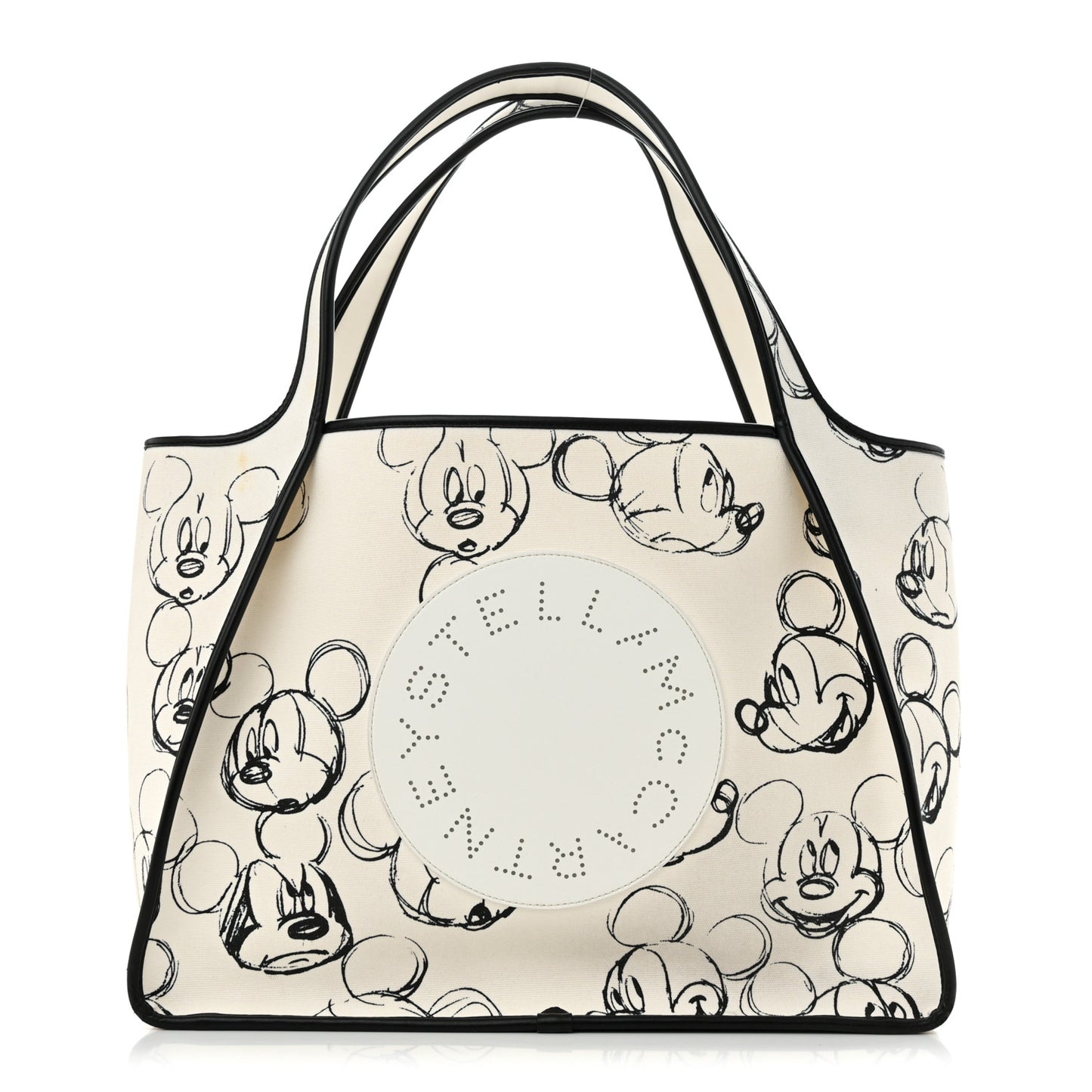 X DISNEY Canvas Mickey Mouse East West Perforated Tote White