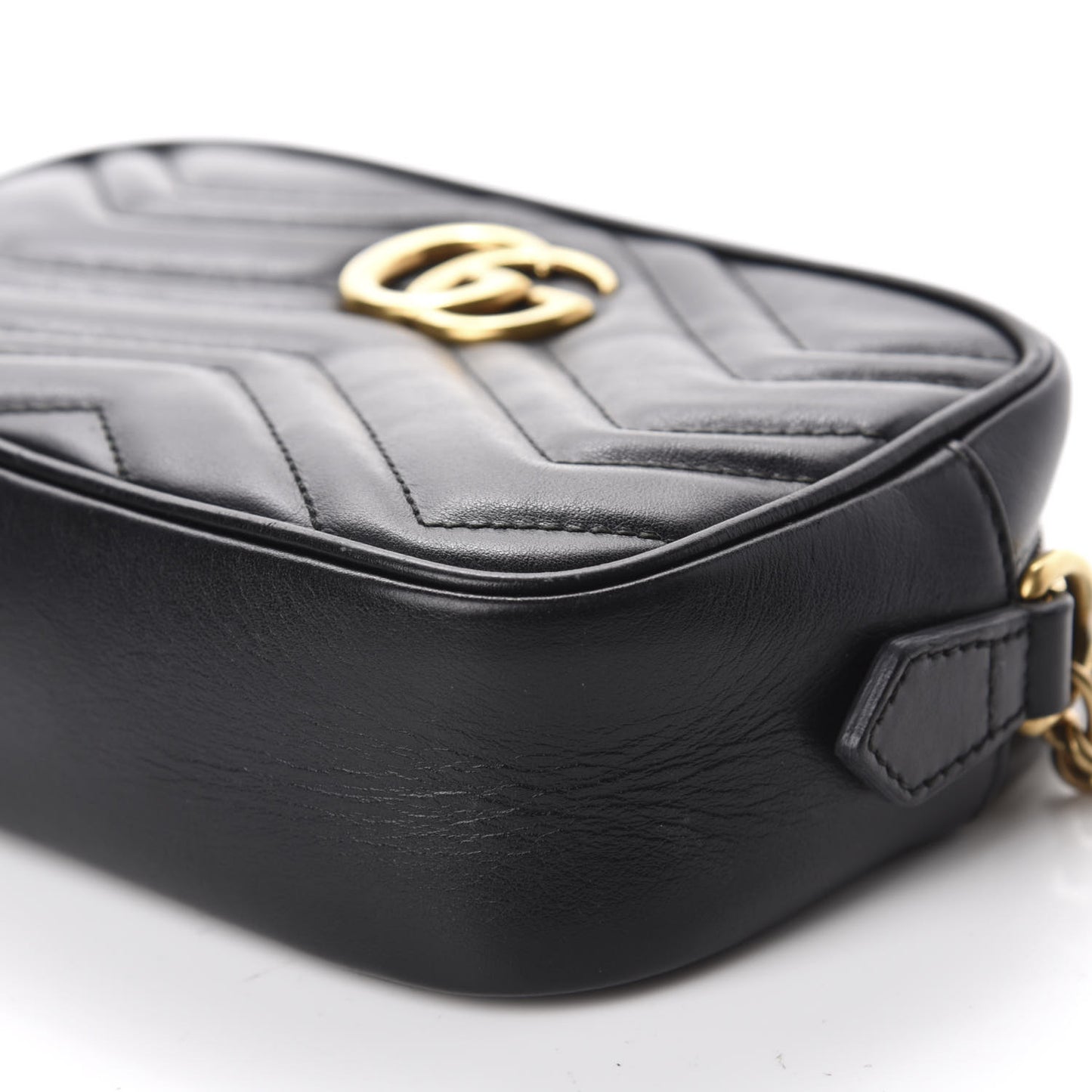Calfskin Matelasse Mini GG Marmont Chain Shoulder Bag Black
