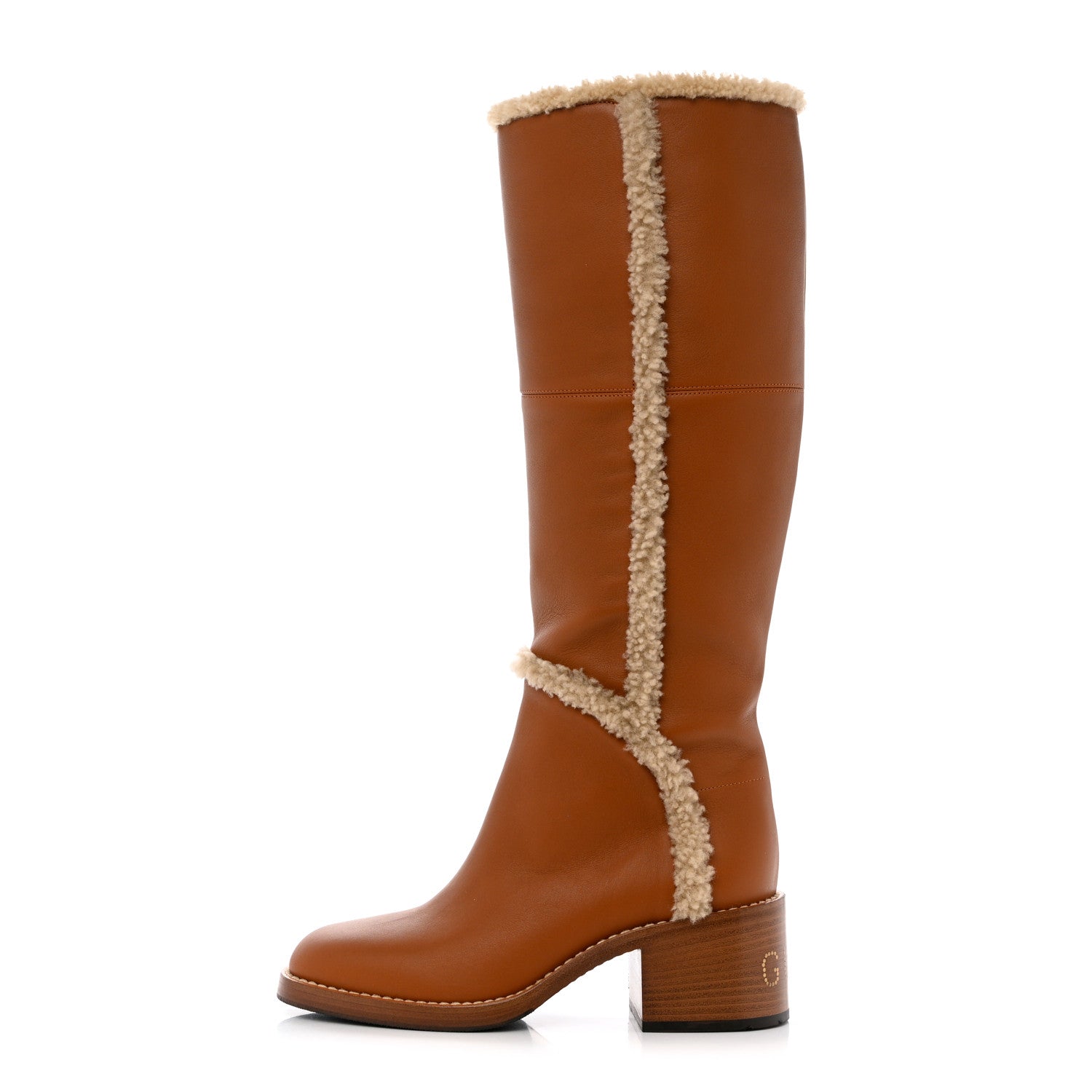 Gucci Calfskin Shearling Knee High Riding Boots 36 New Caramel Butterscotch 1 of 9