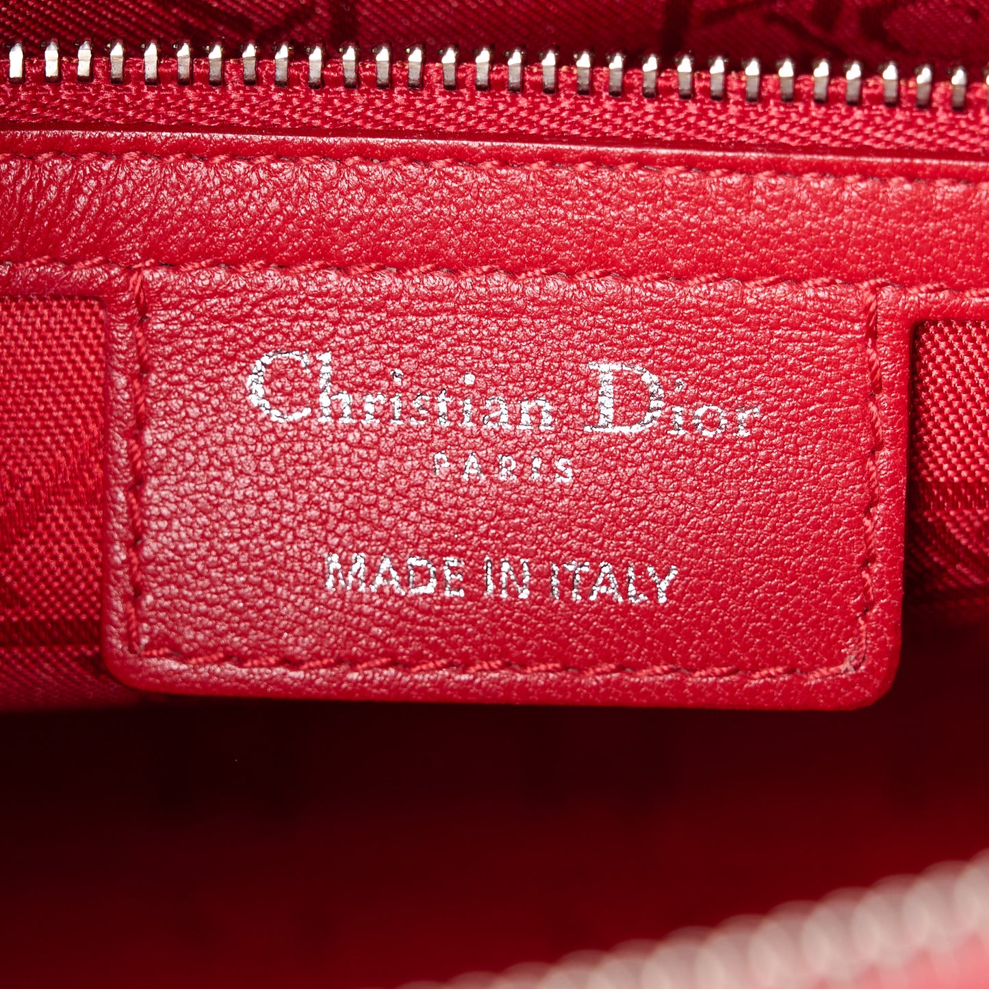 CHRISTIAN DIOR Lambskin Cannage Medium Lady Dior Red