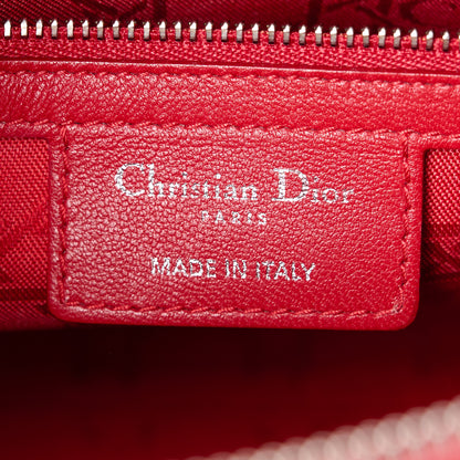 Christian Dior CHRISTIAN DIOR Lambskin Cannage Medium Lady Dior Red 7 of 13