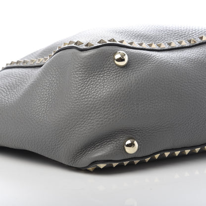 Valentino Garavani Pebbled Calfskin Medium Rockstud Tote Grey 8 of 11