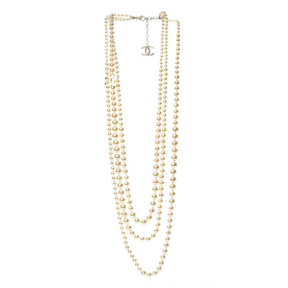 Chanel Graduated Pearl CC Long Necklace Light Gold 3 of 6