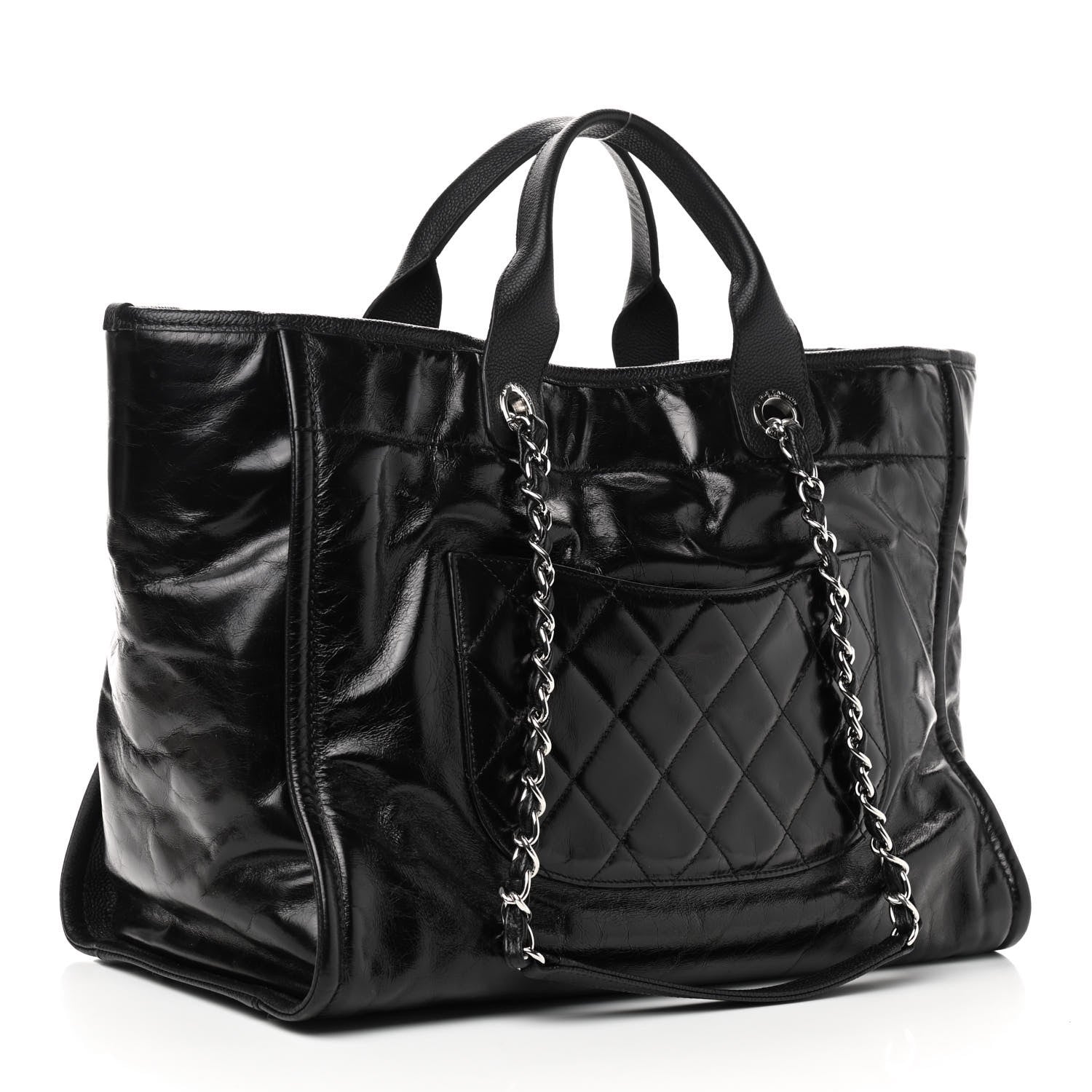 Chanel Glazed Calfskin Large Deauville Tote Black 3 of 10