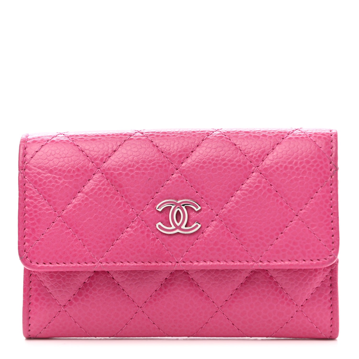 Chanel Caviar Quilted Flap Card Holder Pink 1 of 8