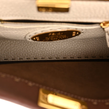 Fendi Cuoio Romano Snakeskin Selleria Bi-Color Mini Peekaboo Iconic Satchel Ghianda Camelia White 6 of 12