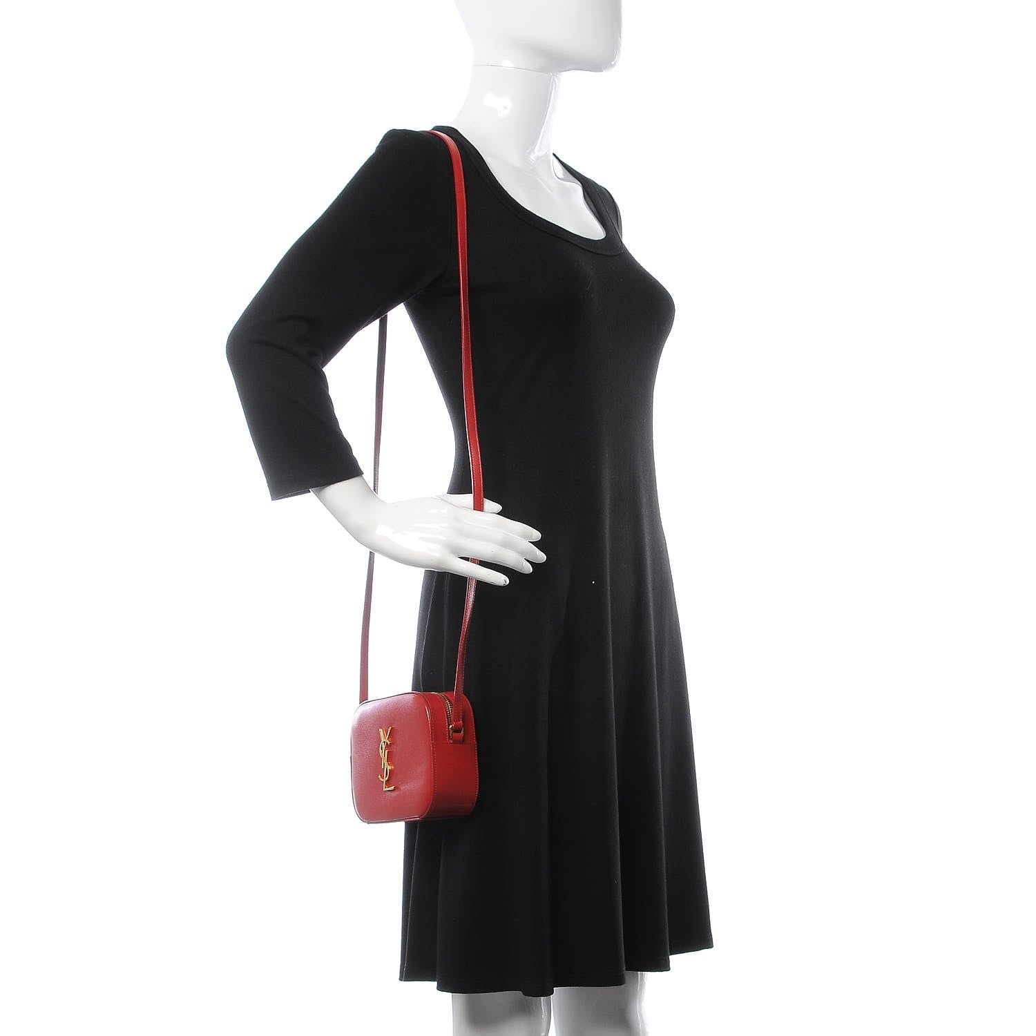 Saint Laurent Grain De Poudre Small Classic Monogram Camera Bag New Red 2 of 6