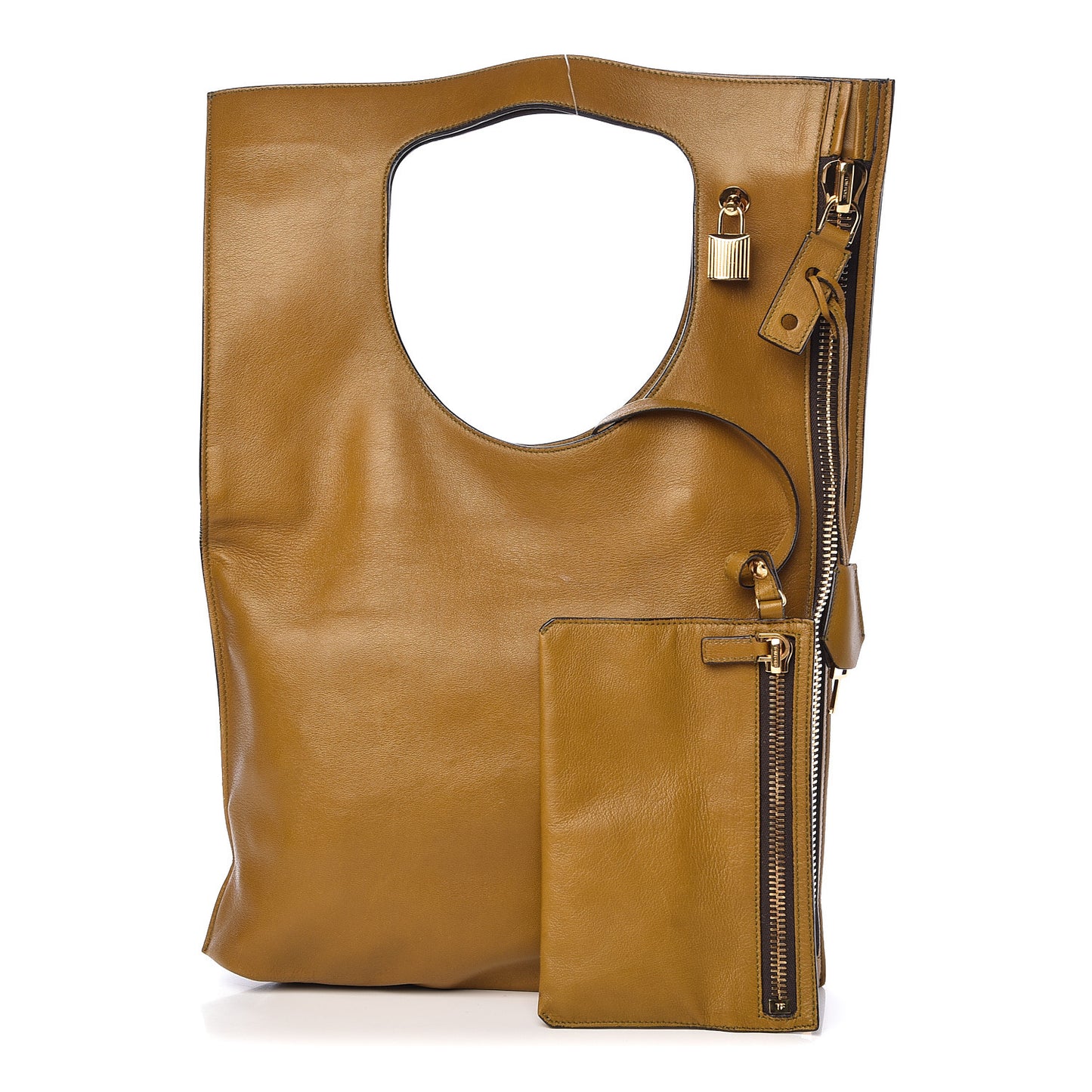 Ramskin Small Alix Padlock Zip Shoulder Bag Olive