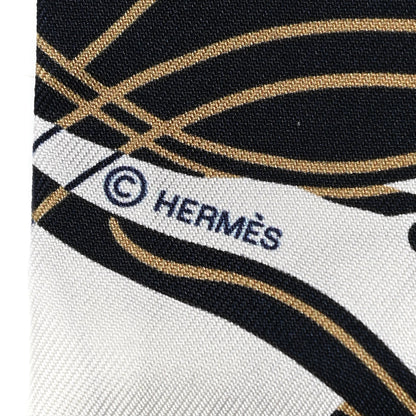 Hermes Silk Ex-Libris Twilly White Marine Gris 4 of 5