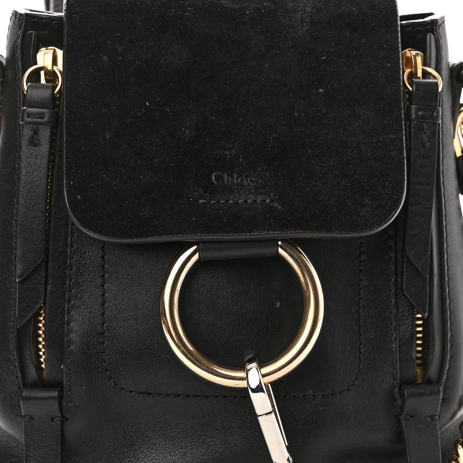 Chloe Suede Calfskin Mini Faye Backpack Black 8 of 10