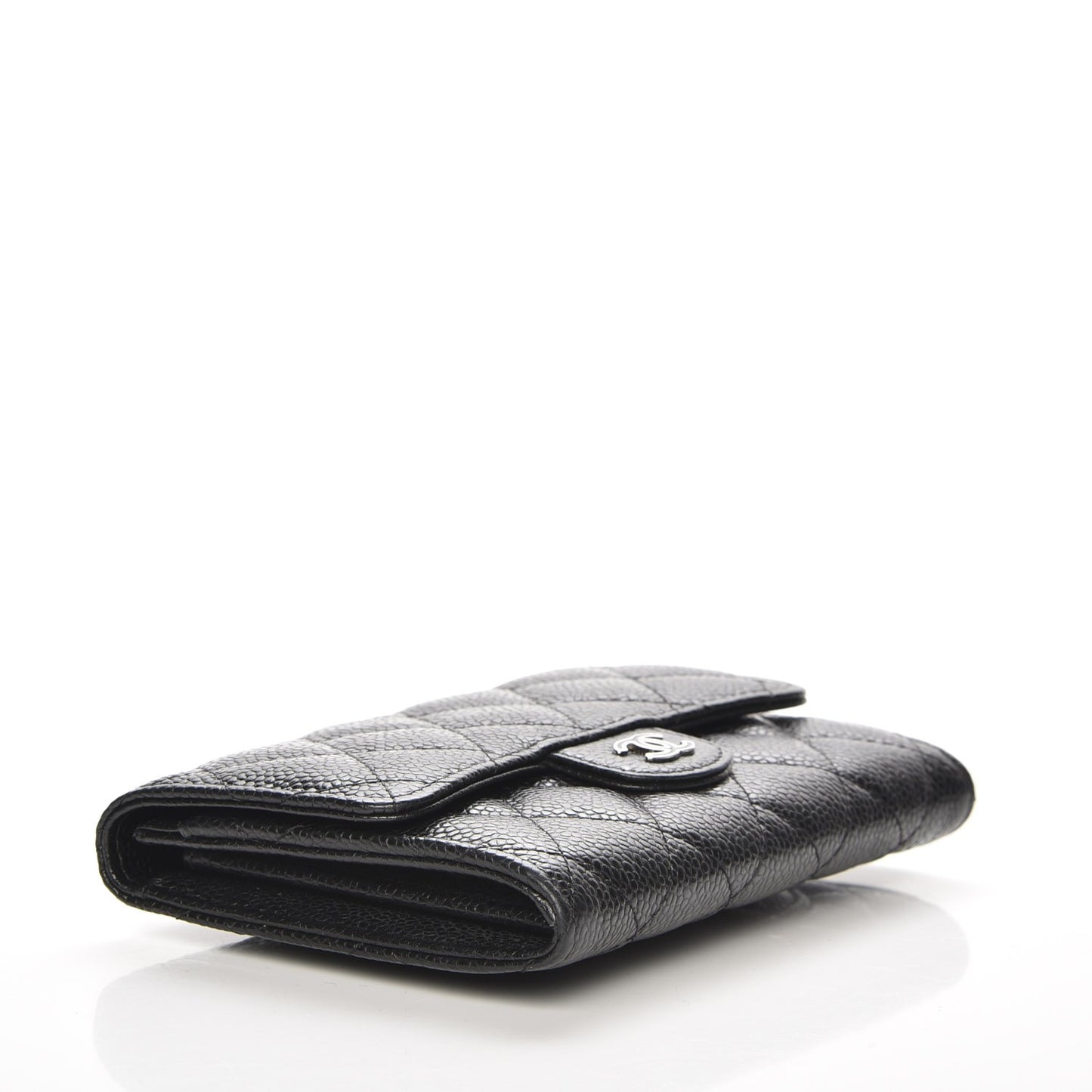 Caviar Quilted Small Flap Wallet Black