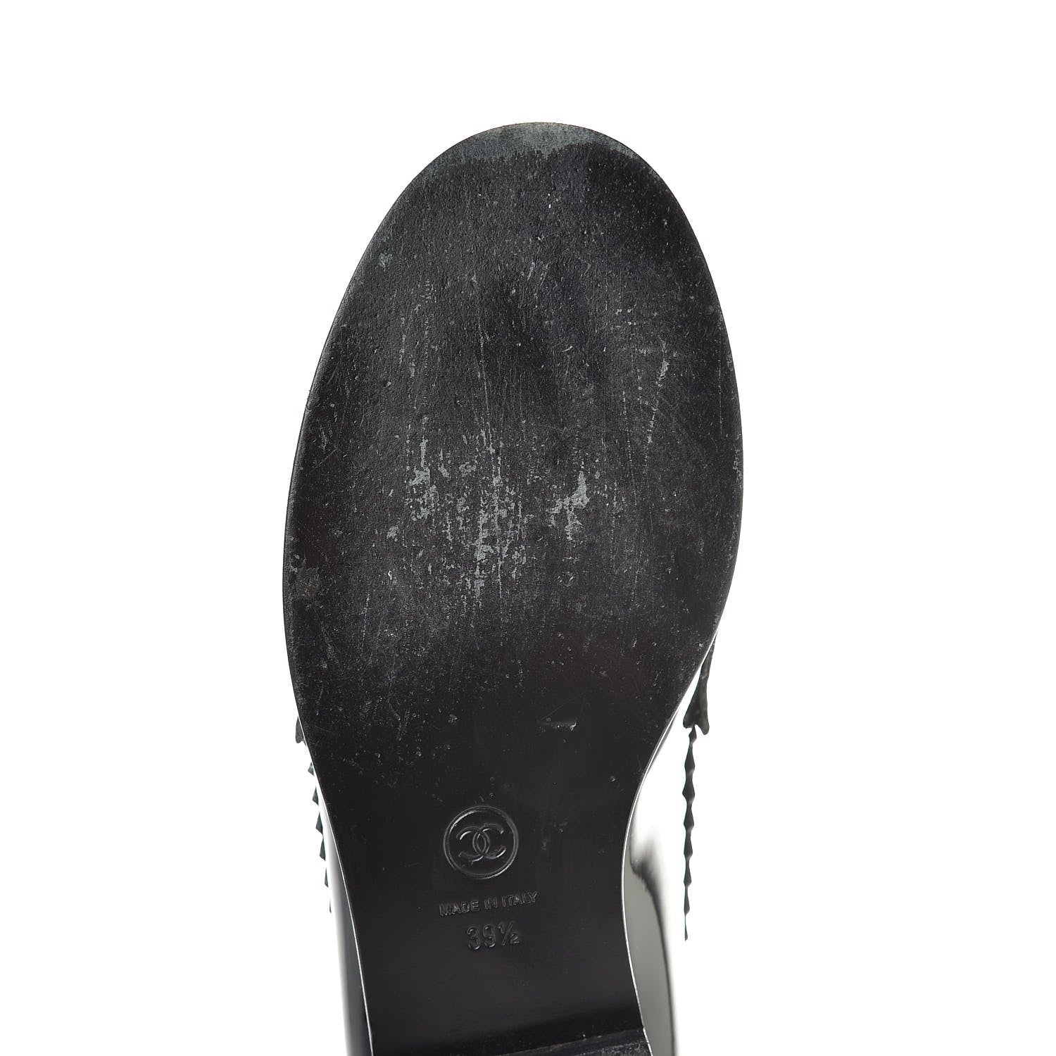 Chanel Patent CC Mocassin Loafers 39.5 Black 12 of 15