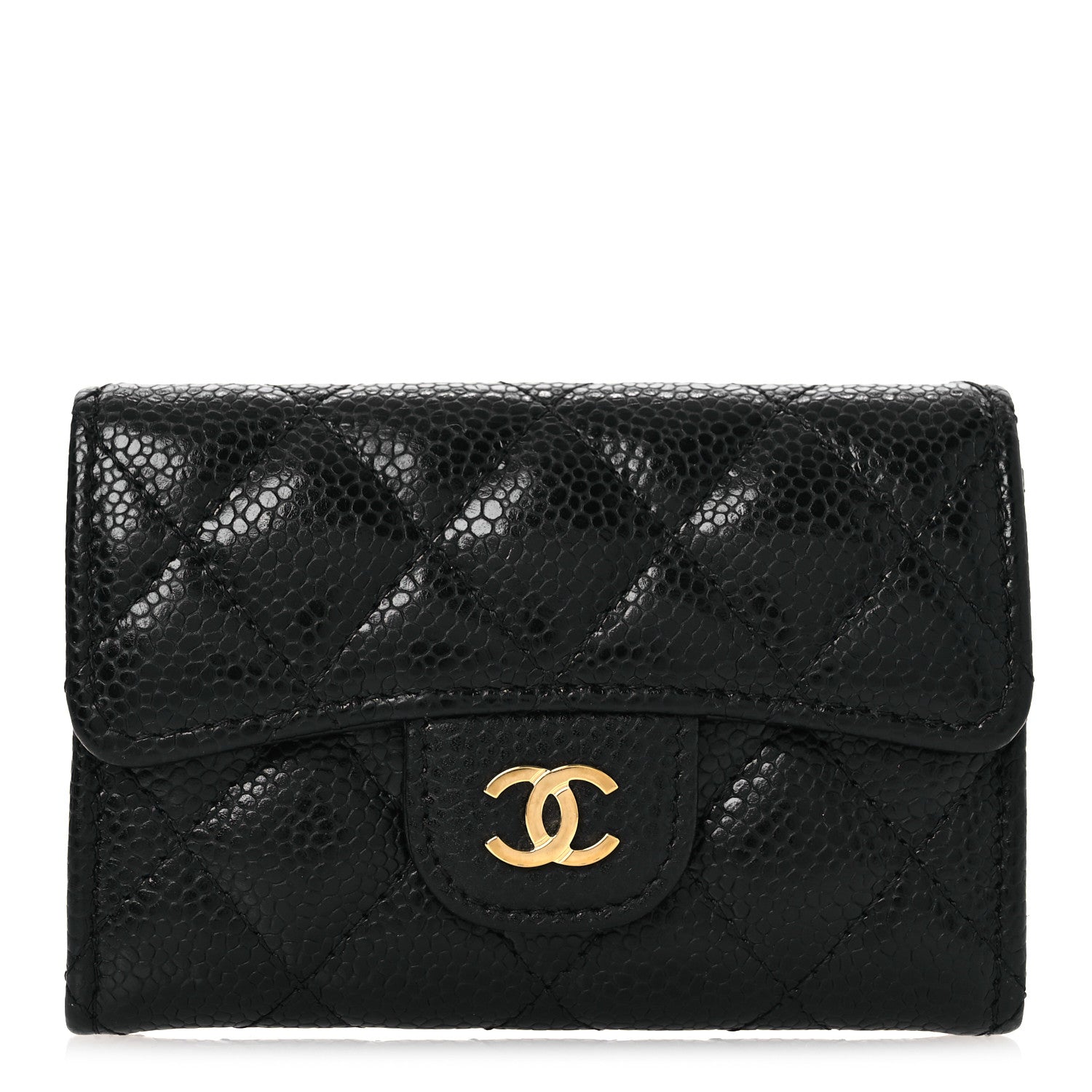 Chanel Caviar Quilted Flap Card Holder Wallet Black 1 of 12