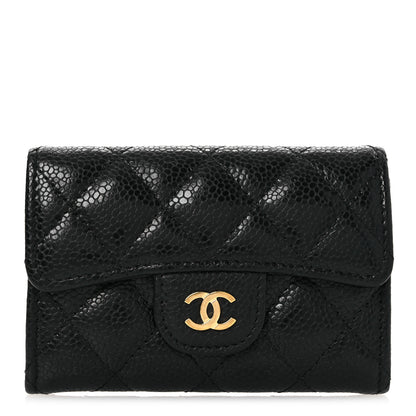 Chanel Caviar Quilted Flap Card Holder Wallet Black 1 of 12
