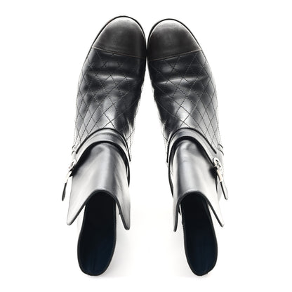 Chanel Calfskin Quilted Cap Toe Boots 41 Black Brown 2 of 10