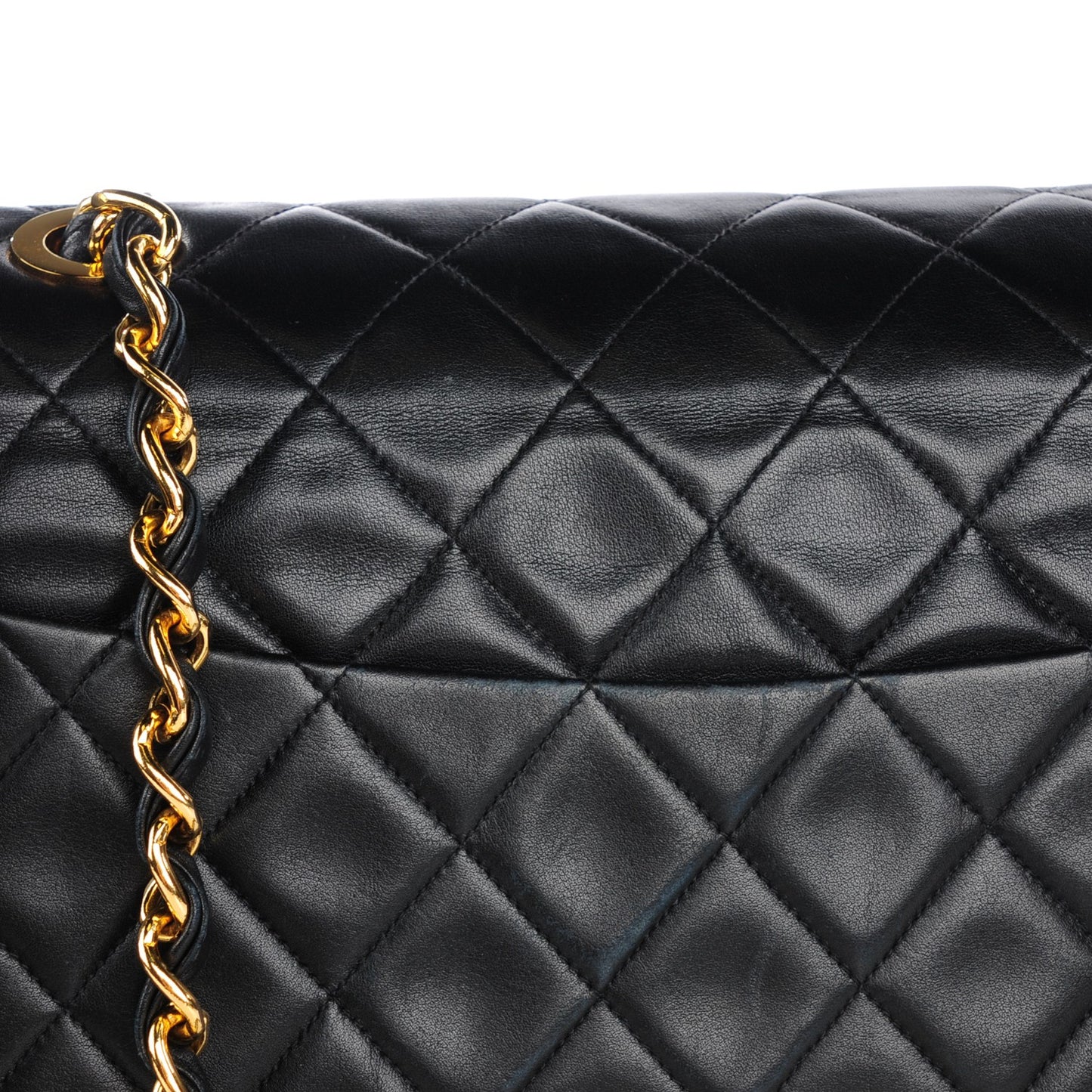 Lambskin Quilted XL Jumbo Single Flap Black