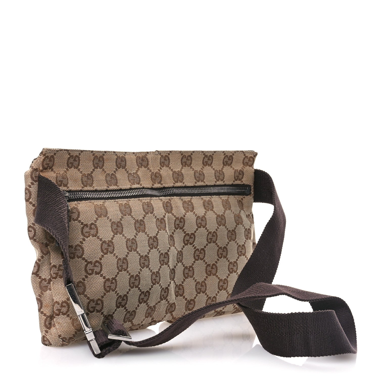 Gucci GG Monogram Web Double Pocket Belt Bag Dark Brown 3 of 10