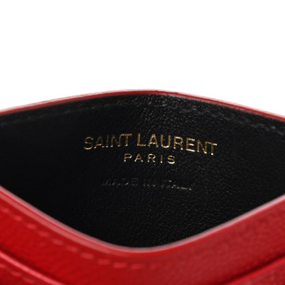Saint Laurent Grain De Poudre Matelasse Chevron Monogram Credit Card Case Bandana Red 6 of 8