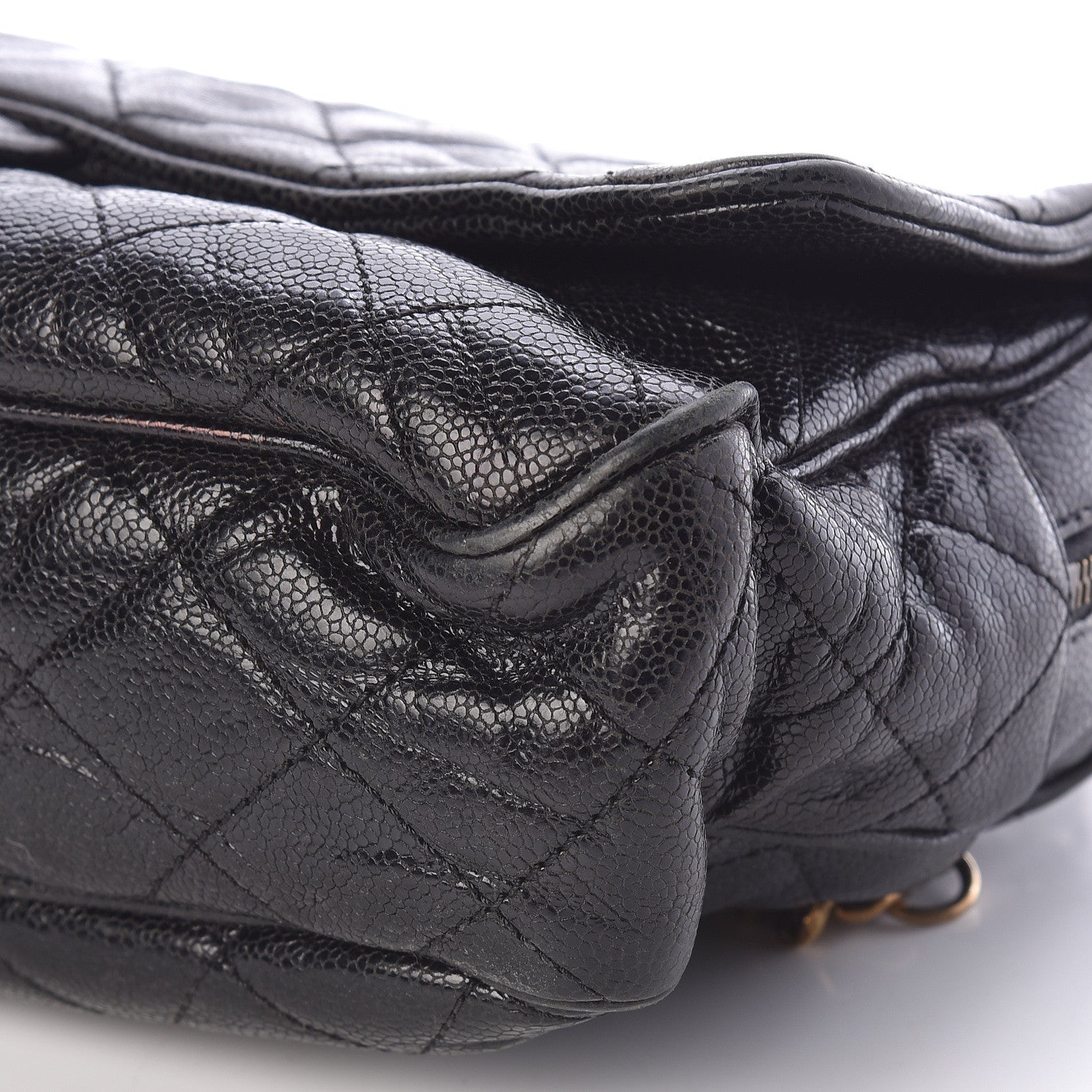 Chanel Crumpled Grained Calfskin Quilted Large Shiva Flap Black 10 of 10