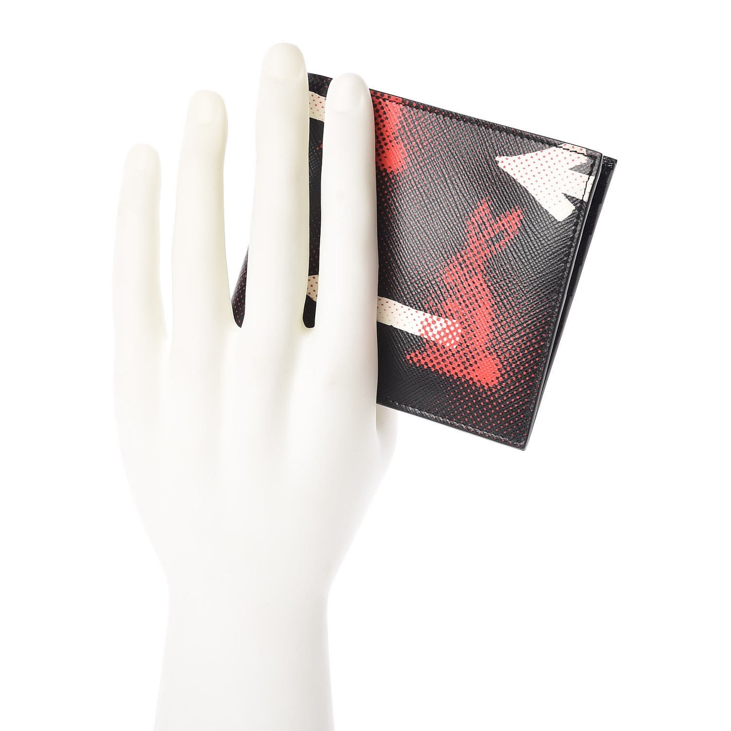 Saffiano Stampato Rabbit Print Bi-Fold Compact Wallet Black White