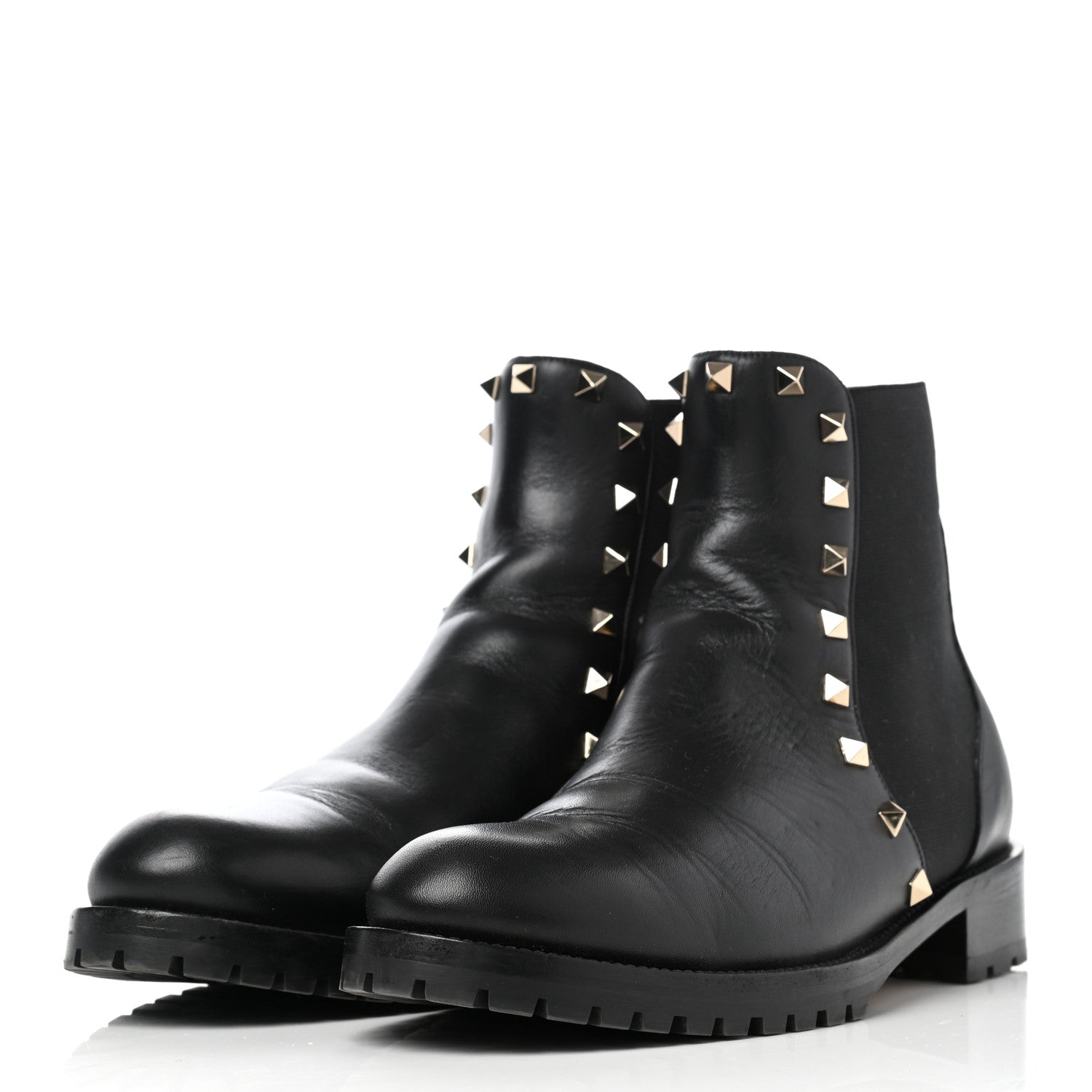 Valentino Garavani Calfskin Rockstud Beatle Chelsea 20mm Ankle Boots 39 Black 3 of 12