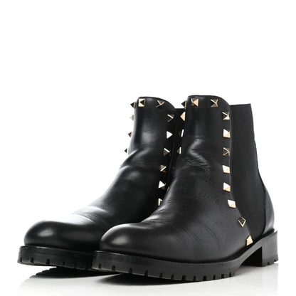Valentino Garavani Calfskin Rockstud Beatle Chelsea 20mm Ankle Boots 39 Black 3 of 12
