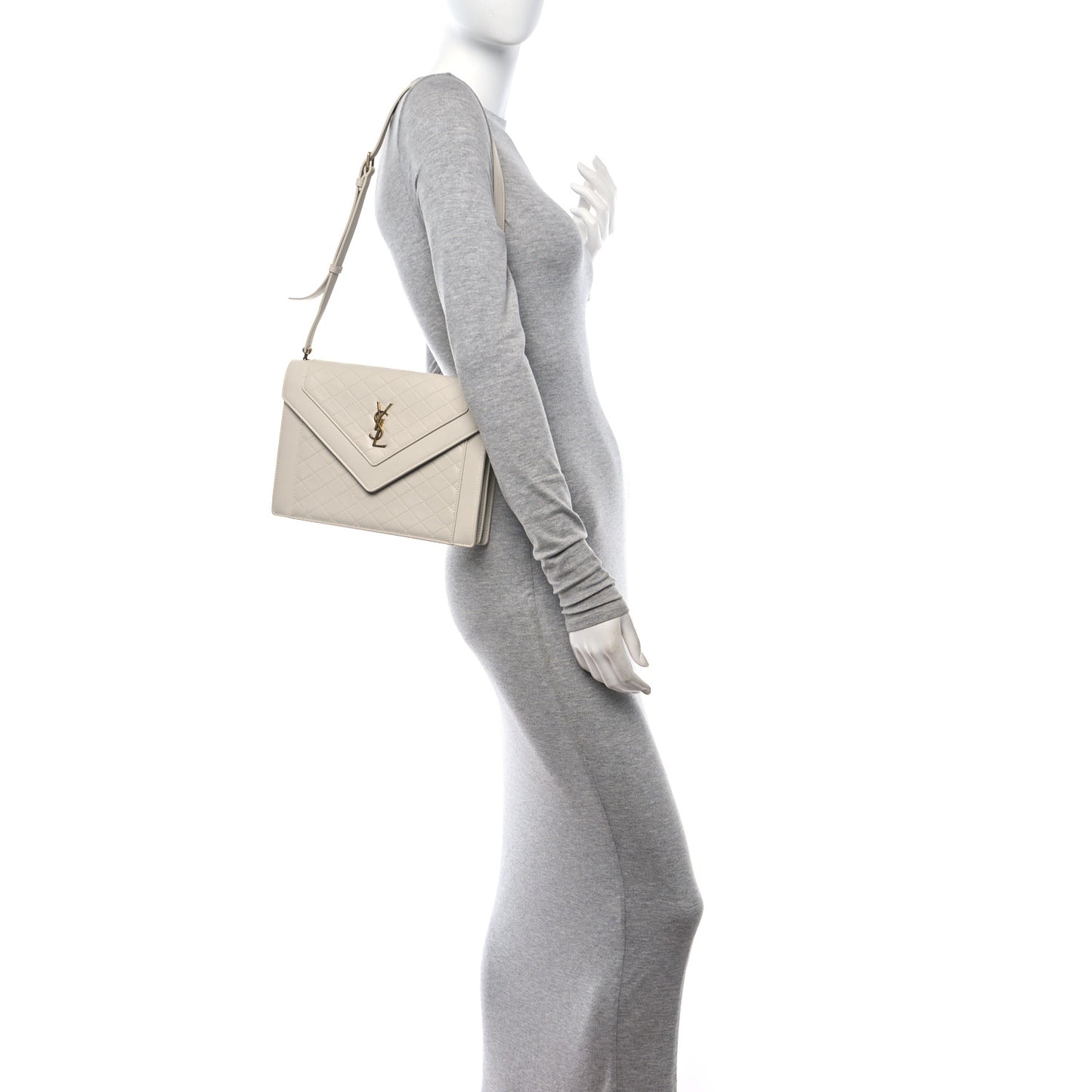 Lambskin Quilted Medium Monogram Shoulder Bag Crema Soft
