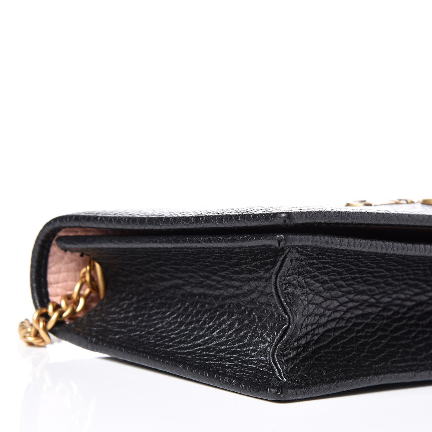 Gucci Calfskin GG Marmont Bow Chain Wallet Black 6 of 10