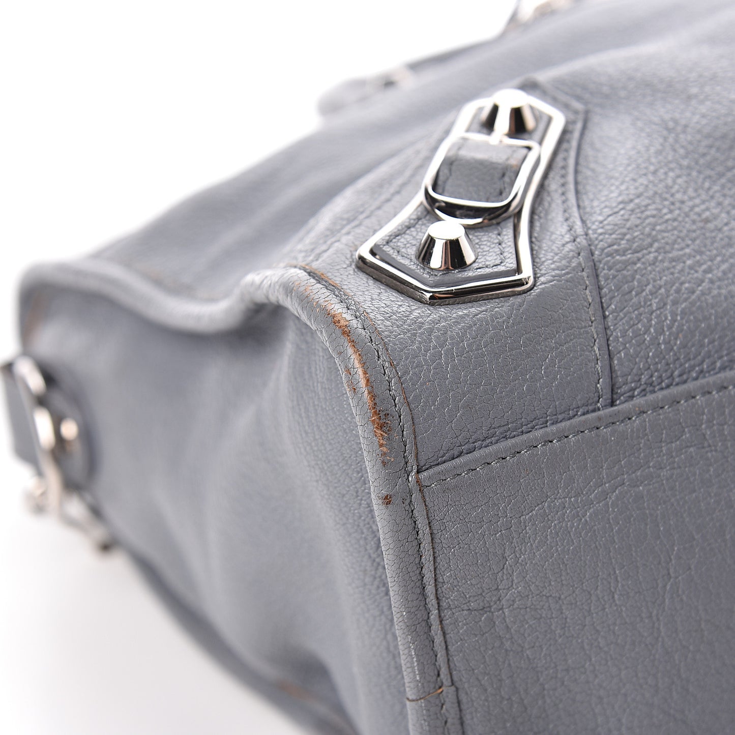 Chevre Silver Metallic Edge Hardware City Bleu Acier