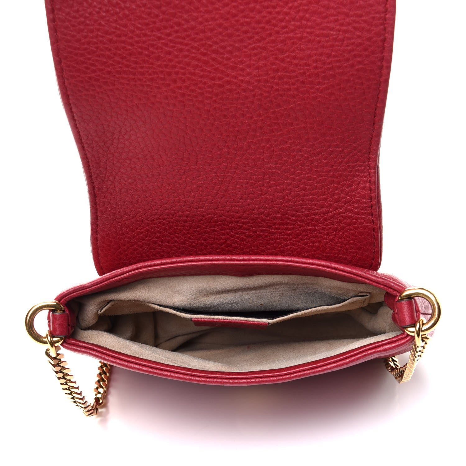 Gucci Pebbled Calfskin Small 1973 Chain Shoulder Bag Red 5 of 11