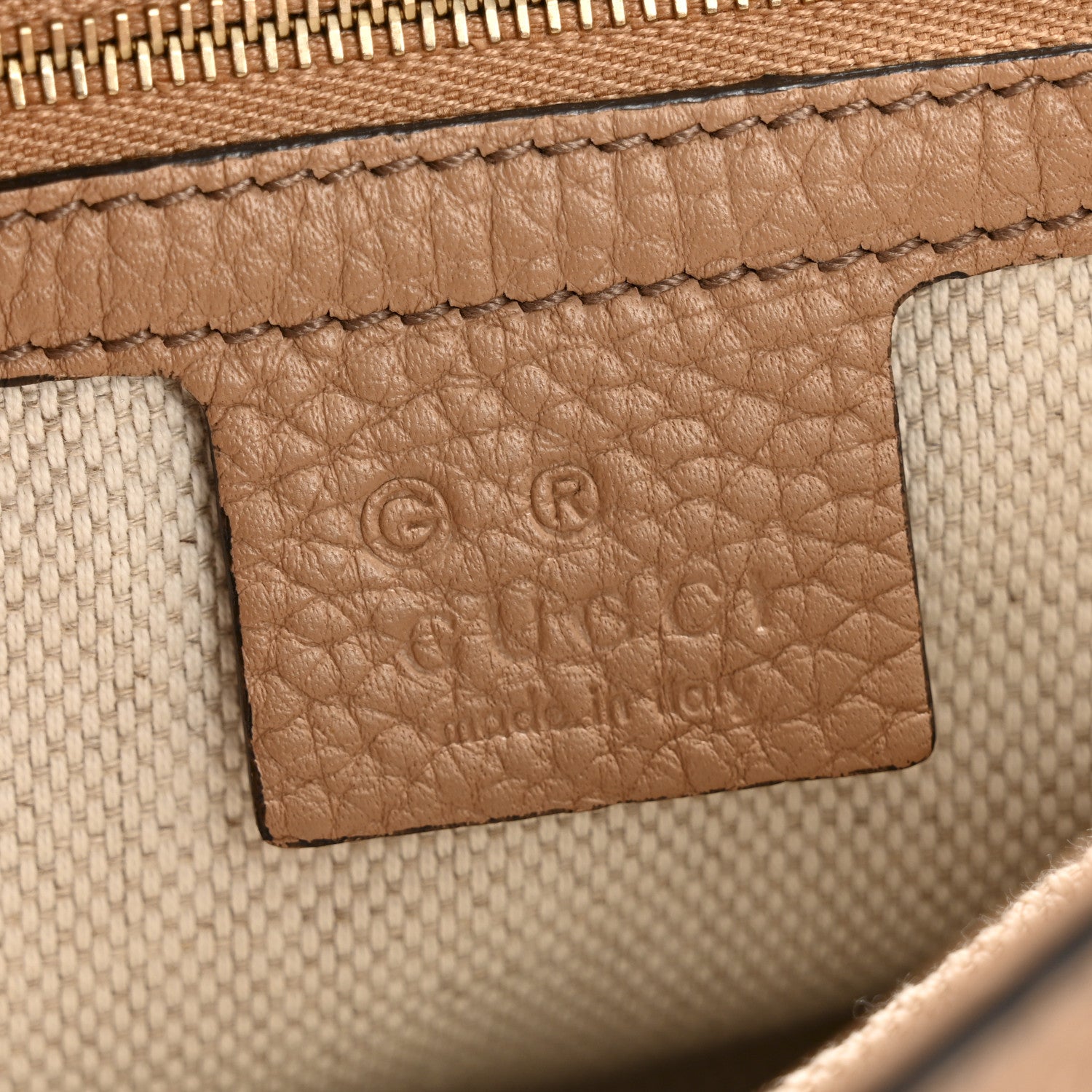 Gucci Pebbled Calfskin Medium Soho Flap Crossbody Camelia 6 of 12