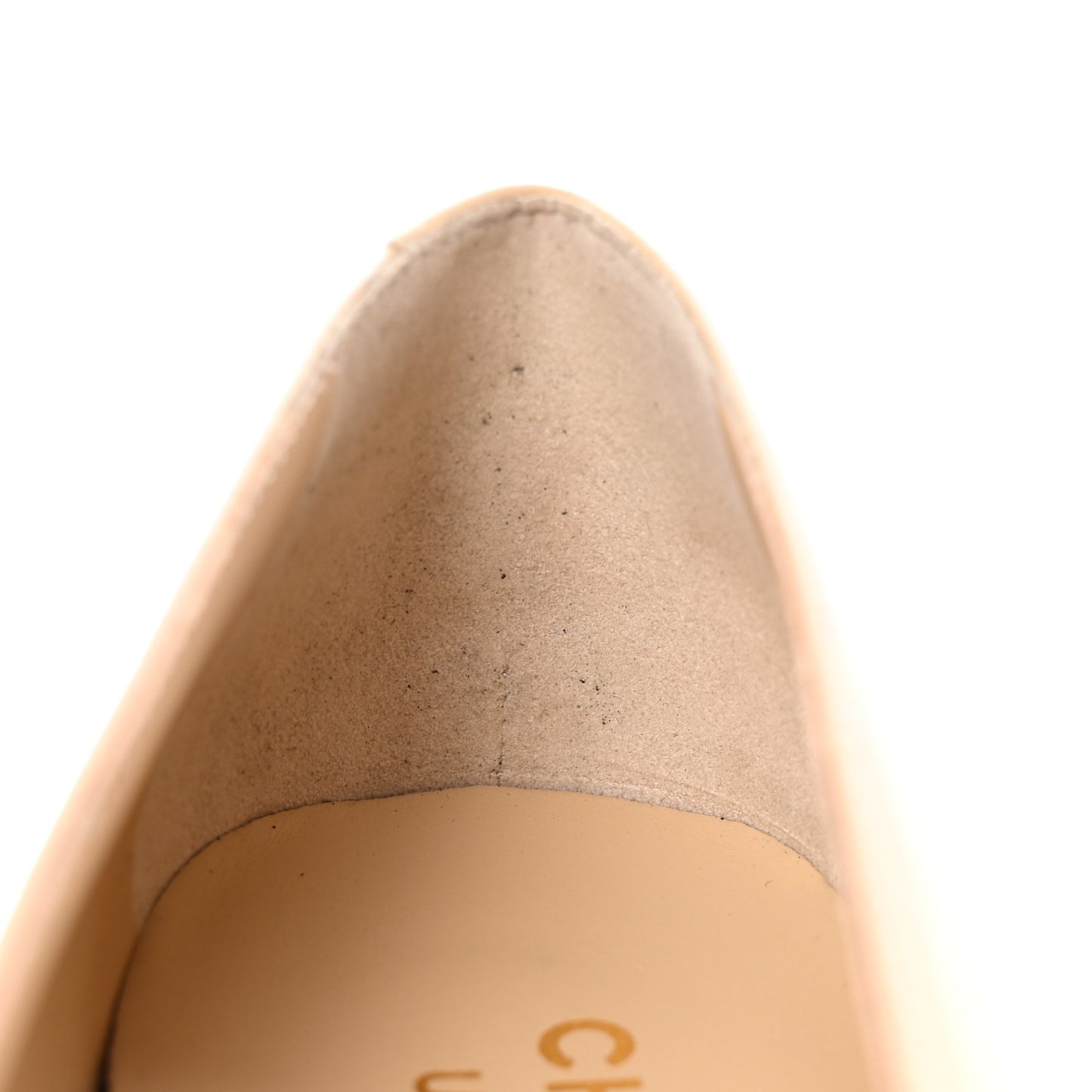 Lambskin Cap Toe CC Uniform Ballerina Flats 40 Beige Black