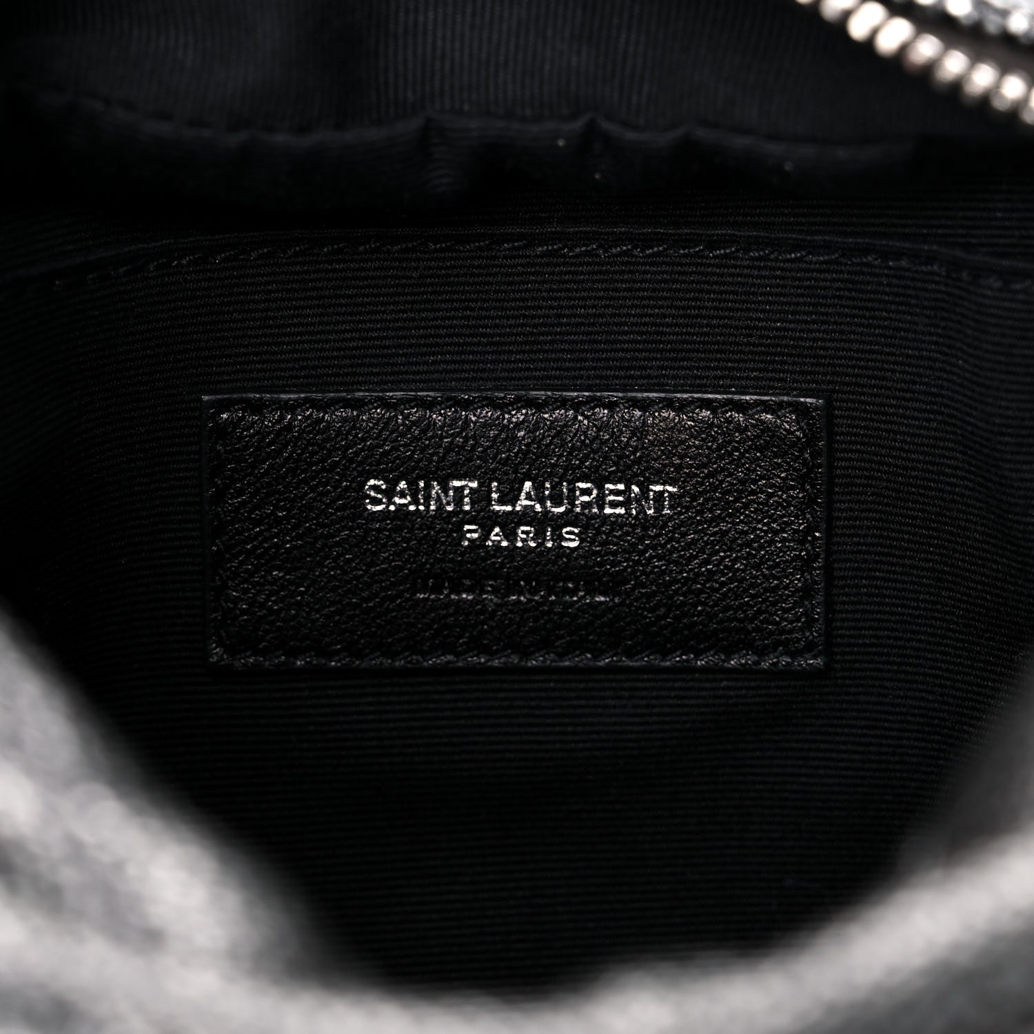 Saint Laurent Metallic Grain De Poudre Y Quilted Monogram Mini Loulou Camera Bag Gun Metal 6 of 13